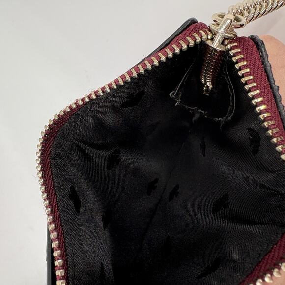 Kate Spade Glitter Card Holder Key Chain 4 Leaf Clover L-Zip Wallet Red Odette - Picture 3 of 4